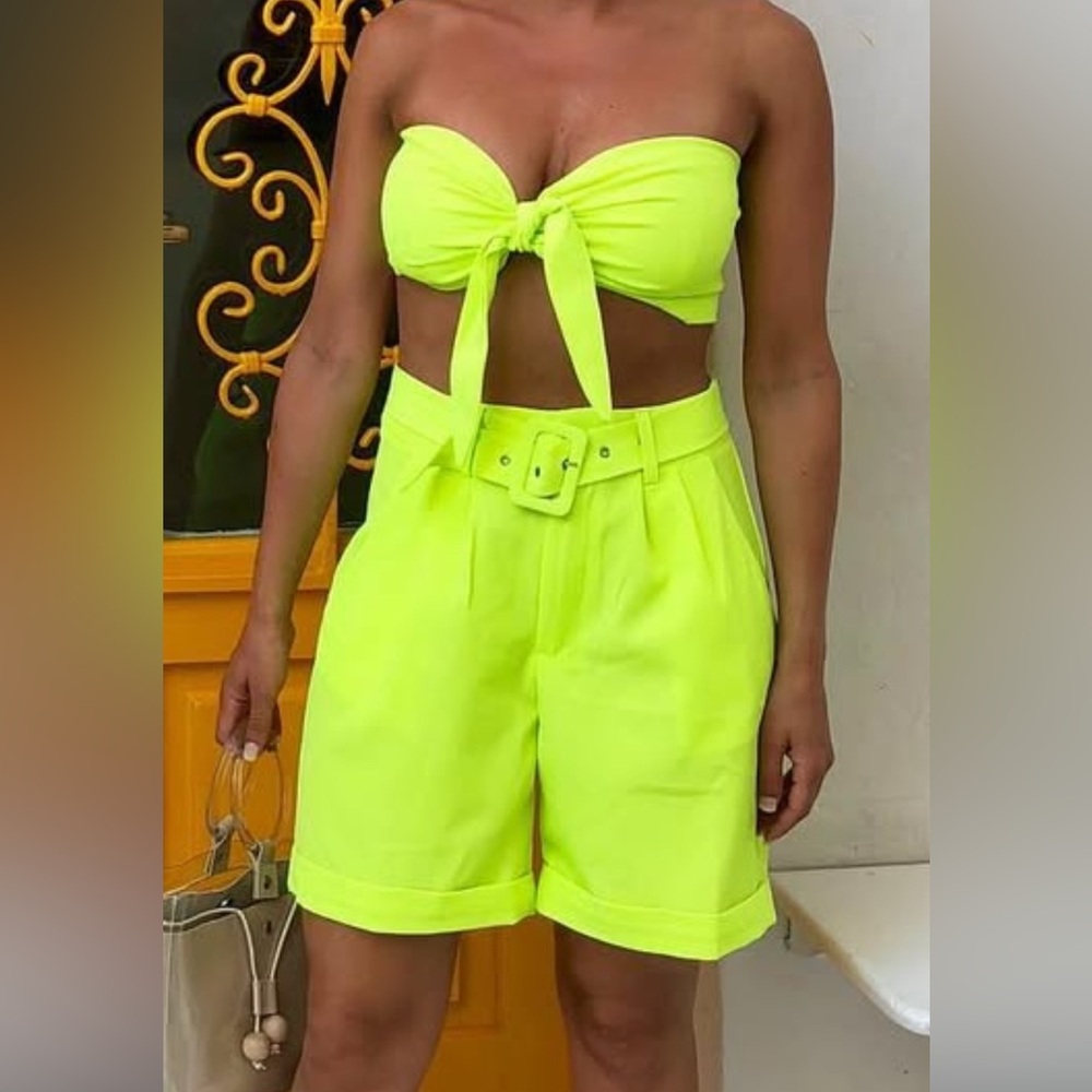 Neon Green Women's top & Shorts set